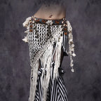 Tribal Belly Dance Hip Belt | Crochet, Shells & Coin Fringe