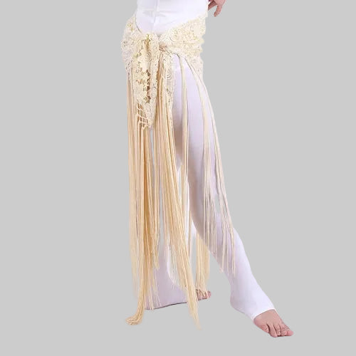 Lace Triangle Hip Scarf with Fringe - Belly Dance Belt