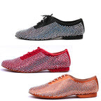 Men's Rhinestone Latin Dance Shoes | Satin | Low Heel