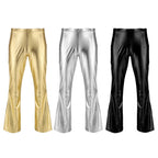 Men's Metallic Bell Bottom Pants | Glossy Flare | Disco