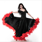 Flamenco Dance Skirt | 180–720 Degree Swing | Black & Red