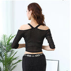Sequin Mesh Crop Top | Off-Shoulder | Belly Dance