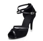 Flock & Satin Latin Dance Heels | Ankle Strap | 5–8.5cm
