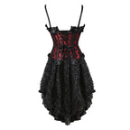 Floral Lace-Up Overbust Corset | Burlesque Set | Red & Champagne