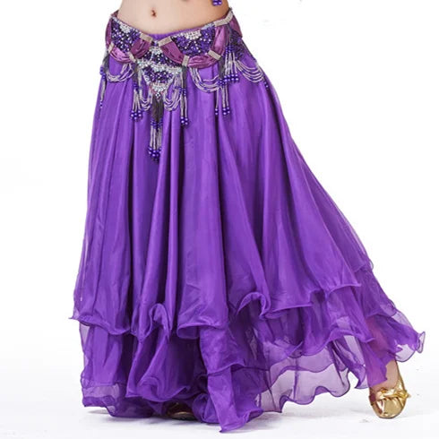 Belly Dance Chiffon Maxi Skirt | 3-Layer Ruffle | 14 Colors