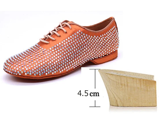 Men's Rhinestone Latin Dance Shoes | Satin | Low Heel