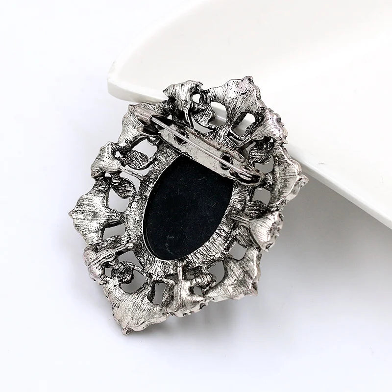 Vintage-Inspired Cameo Brooch | Crystal Rhinestone | Statement Pin