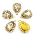 Champagne Teardrop Sew-On Rhinestones — Gold Base Glass Crystal (10pcs)
