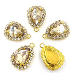 Champagne Teardrop Sew-On Rhinestones — Gold Base Glass Crystal (10pcs)