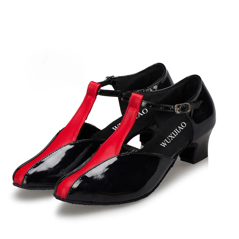 Leather Latin Dance Heels | T-Strap Ballroom | 5–7cm