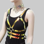 Holographic PVC Body Harness - Caged Bra Performance Harness