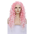 Pink Ombre Lace Front Wig | Long Curly Synthetic | 26 Inches