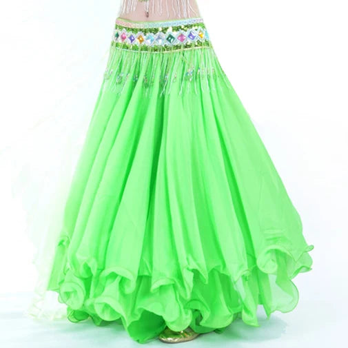 Belly Dance Chiffon Maxi Skirt | 3-Layer Ruffle | 14 Colors