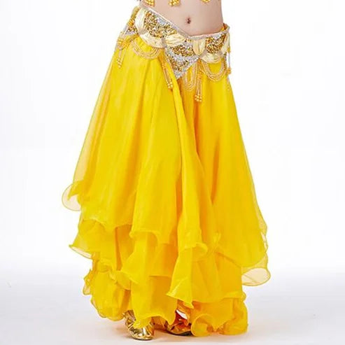 Belly Dance Chiffon Maxi Skirt | 3-Layer Ruffle | 14 Colors