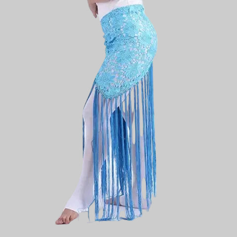 Lace Triangle Hip Scarf with Fringe - Belly Dance Belt
