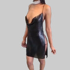 Metal Sequin Halter Mini Dress - Bodycon Party Dress