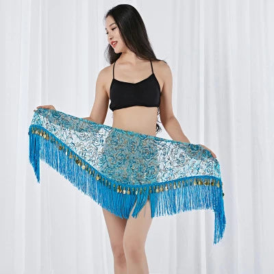 Belly Dance Triangle Hip Scarf | Coin & Sequin Fringe Belt