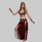 Tribal Belly Dance Costume Set - Coin Bra & Hip Scarf with Masquerade Emblem