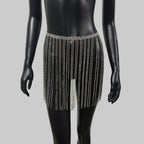 Rhinestone Tassel Fringe Skirt - Crystal Diamond Beach Cover-Up Mini Skirt