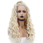 Long Curly Lace Front Wig | 26 Inch | Black & Platinum