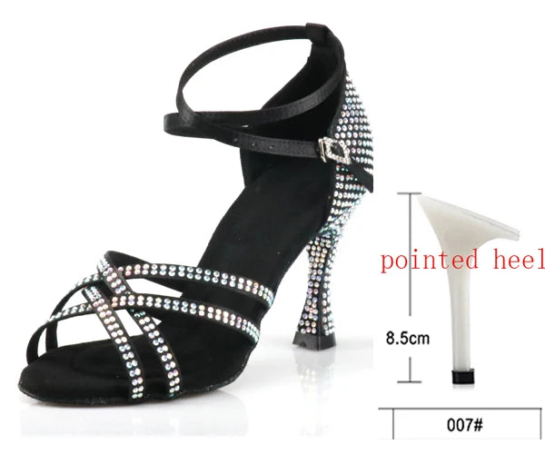 Latin Dance Heels | Rhinestone Sandal | Multi-Heel