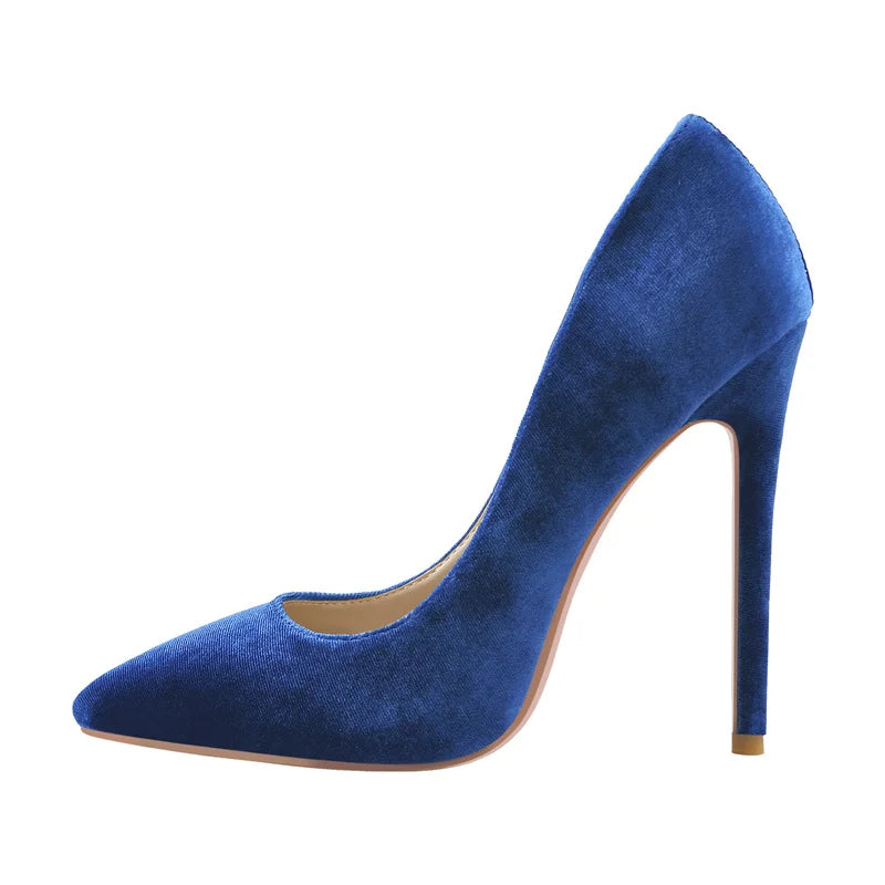Velvet Stiletto Pump | Pointed Toe | Slip-On