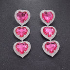 Heart Drop Earrings | Rhinestone Statement