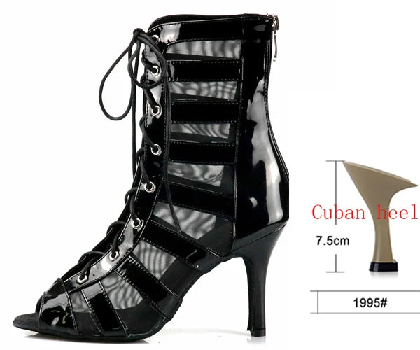 Women's Mesh Dance Boots | Latin & Salsa | Multi-Heel