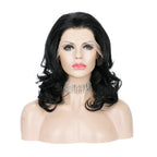 Black Lace Front Wig | Short Wavy Synthetic | 16 Inches