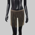 Rhinestone Tassel Fringe Skirt - Crystal Diamond Beach Cover-Up Mini Skirt