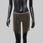 Rhinestone Tassel Fringe Skirt - Crystal Diamond Beach Cover-Up Mini Skirt