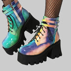 Colorful Platform Ankle Boots - Chunky Heel Street Style