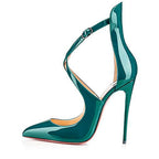 Cross-Strap Pointed Toe Stiletto Sandals — 12 cm Thin Heel Extended Sizing