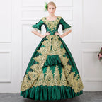 Rococo Ball Gown | Gold Embroidered Satin