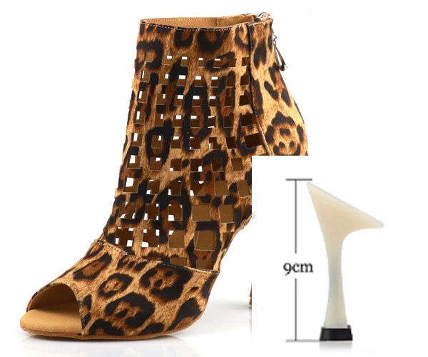 Laser Mesh Tricolor Latin Dance Ankle Boot | Glitter Mesh | 6–10cm Heel