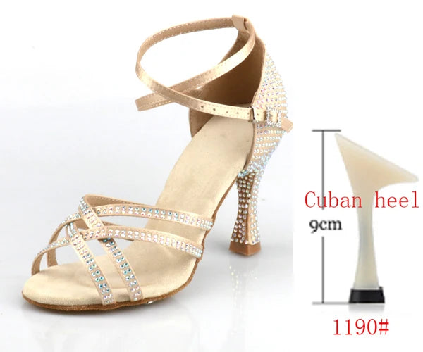 Latin Dance Heels | Rhinestone Sandal | Multi-Heel