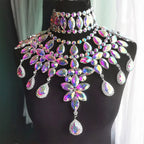 Crystal Rhinestone Statement Necklace & Choker Set | Drag & Stage | 7 Colors