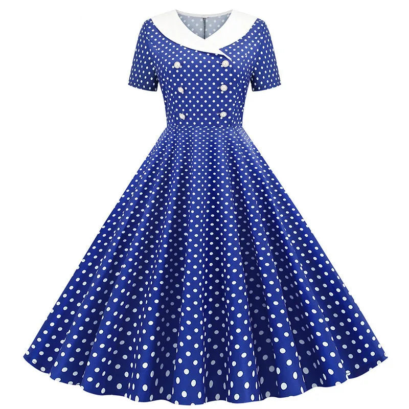 Vintage 50s A-Line Dress | Peter Pan Collar | Short Sleeve