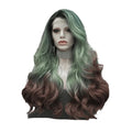 Green to Reddish Brown Ombre Lace Front Wig | 24 Inch | Natural Wavy