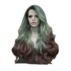 Green to Reddish Brown Ombre Lace Front Wig | 24 Inch | Natural Wavy