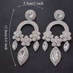 Oversized Crystal Drop Earrings | Rhinestone Pendant | Stage Jewelry