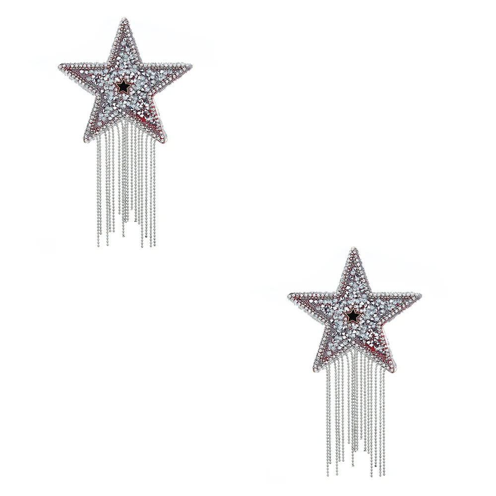 Star Nipple Pasties | Rhinestone Tassel | Black & Silver