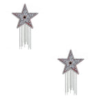 Star Nipple Pasties | Rhinestone Tassel | Black & Silver