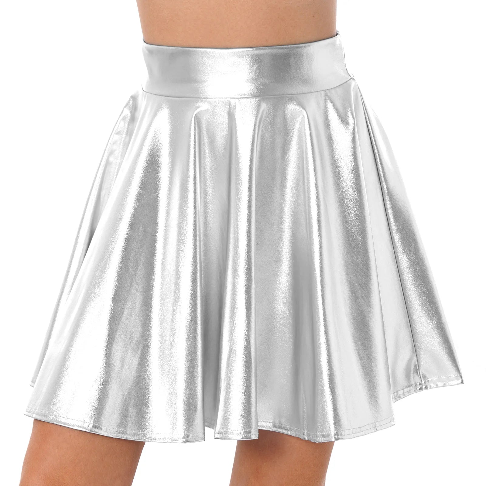 Metallic Flare Mini Skirt | Rave Festival Skater