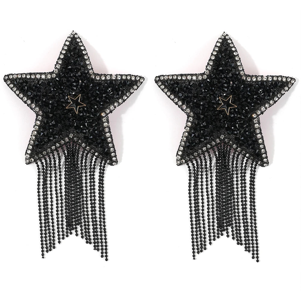 Rhinestone Star Tassel Nipple Covers - Silicone Pasties for Performers
