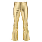 Men's Metallic Bell Bottom Pants | Glossy Flare | Disco