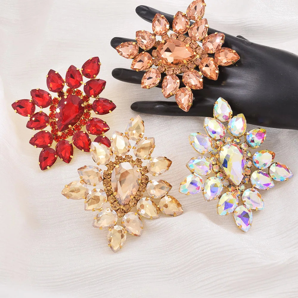 Oversized Rhinestone Flower Cocktail Ring | Adjustable | 6 Colors