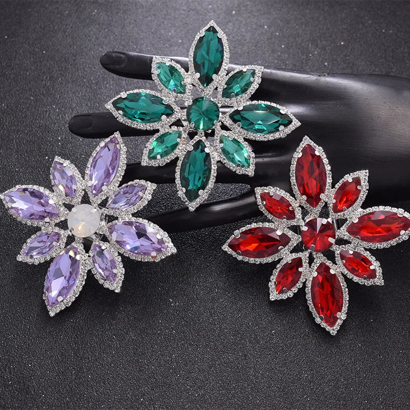 Rhinestone Flower Cocktail Ring | Adjustable