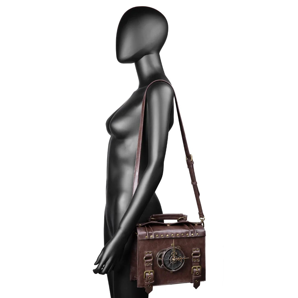 Steampunk Satchel | Brown Clockwork Detail