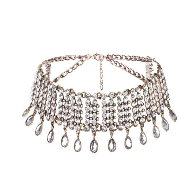 Crystal Rhinestone Statement Choker | Multilayer Collar Necklace